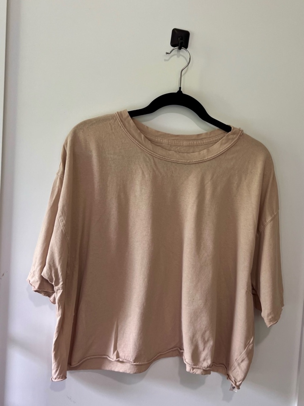 Free People, Perfectly Oversized Relaxed Short Sleeve Cropped Tee in Light Beige